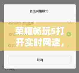 荣耀畅玩5打开实时网速，荣耀畅玩5打开实时网速慢 