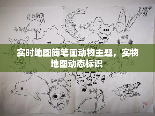 实时地图简笔画动物主题，实物地图动态标识 