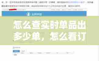 怎么查实时单品出多少单，怎么看订单是不是在前几百名 