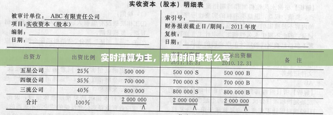 实时清算为主,清算时间表怎么写
