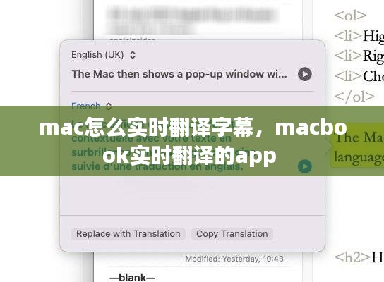 mac怎么实时翻译字幕，macbook实时翻译的app 