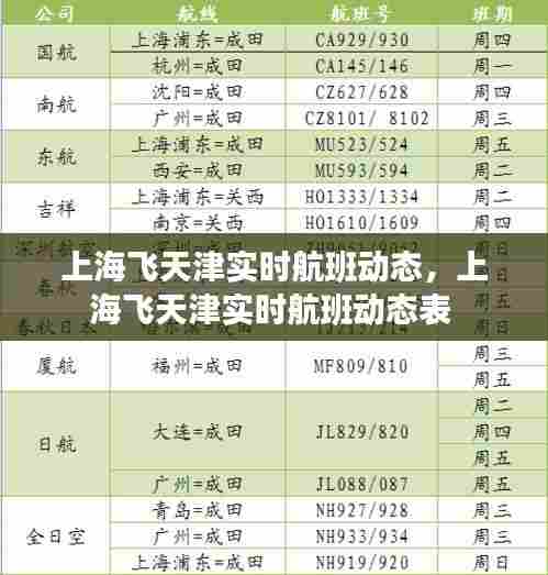 上海飞天津实时航班动态,上海飞天津实时航班动态表