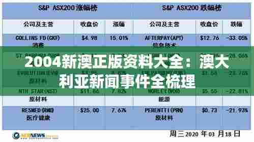 2004新澳正版资料大全：澳大利亚新闻事件全梳理