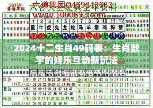 2024十二生肖49码表：生肖数字的娱乐互动新玩法