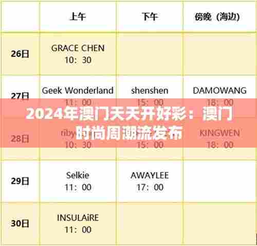 2024年澳门天天开好彩：澳门时尚周潮流发布