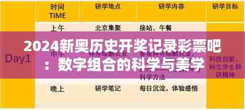2024新奥历史开奖记录彩票吧：数字组合的科学与美学