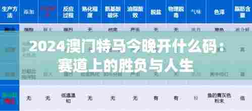 2024澳门特马今晚开什么码:赛道上的胜负与人生