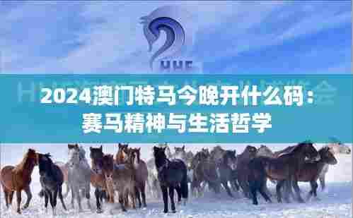 2024澳门特马今晚开什么码:赛马精神与生活哲学