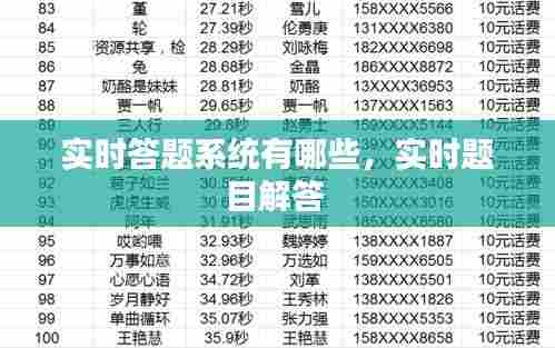 实时答题系统有哪些,实时题目解答