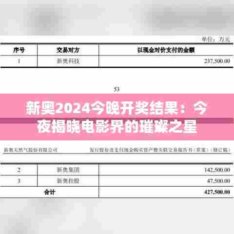 新奥2024今晚开奖结果：今夜揭晓电影界的璀璨之星