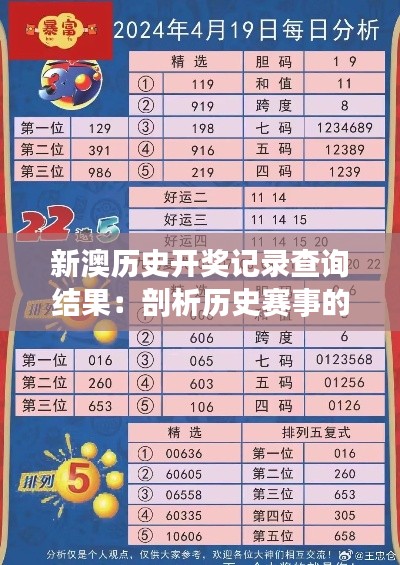 新澳历史开奖记录查询结果:剖析历史赛事的胜负关键