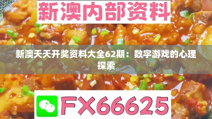 新澳天天开奖资料大全62期:数字游戏的心理探索