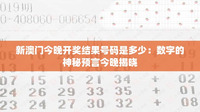 新澳门今晚开奖结果号码是多少：数字的神秘预言今晚揭晓
