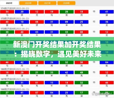 新澳门开奖结果加开奖结果：揭晓数字，遇见美好未来