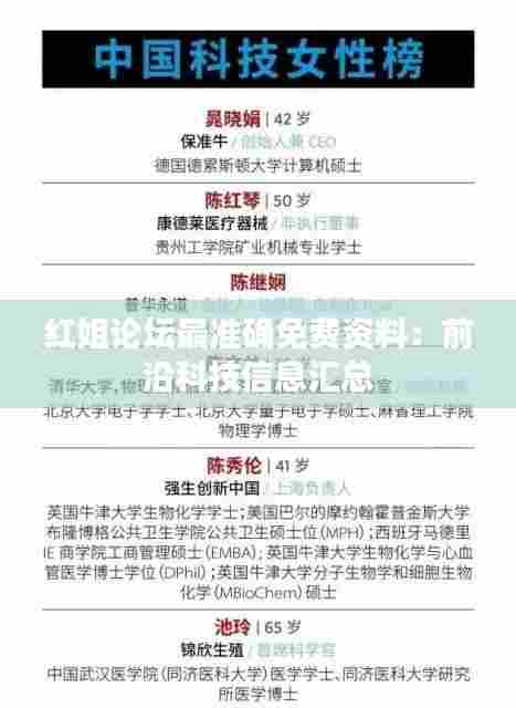 红姐论坛最准确免费资料:前沿科技信息汇总