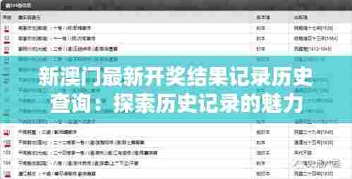 新澳门最新开奖结果记录历史查询:探索历史记录的魅力