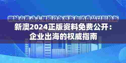 新澳2024正版资料免费公开:企业出海的权威指南