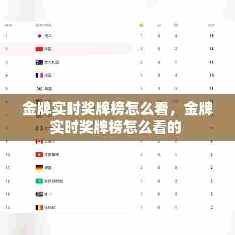 金牌实时奖牌榜怎么看,金牌实时奖牌榜怎么看的