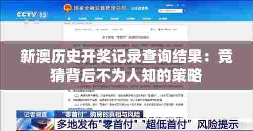 新澳历史开奖记录查询结果：竞猜背后不为人知的策略