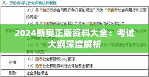 2024新奥正版资料大全:考试大纲深度解析