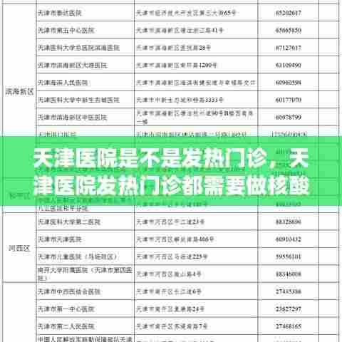 天津医院是不是发热门诊，天津医院发热门诊都需要做核酸检测吗 