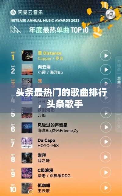 头条最热门的歌曲排行，头条歌手 