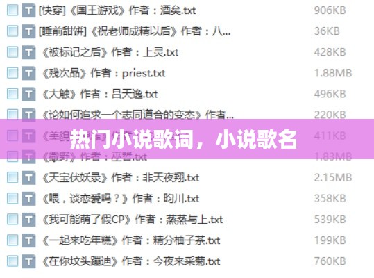 热门小说歌词，小说歌名 