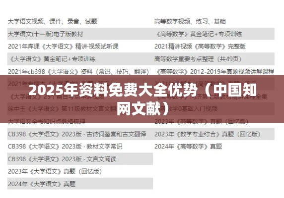 2025年资料免费大全优势（中国知网文献）