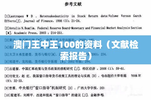 澳门王中王100的资料(文献检索报告)