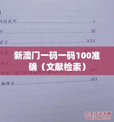 新澳门一码一码100准确（文献检索）