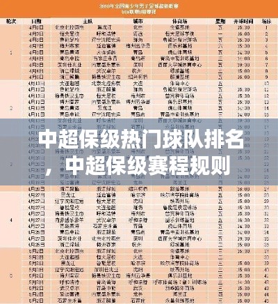 中超保级热门球队排名,中超保级赛程规则