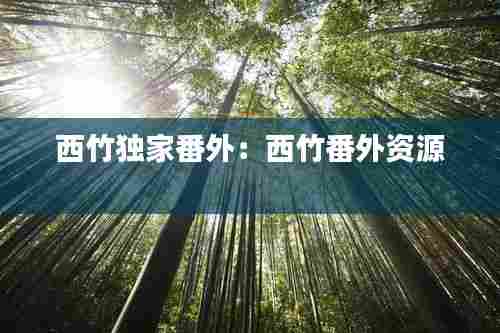 西竹独家番外:西竹番外资源