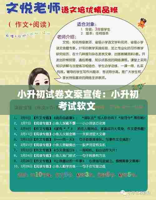小升初试卷文案宣传:小升初考试软文