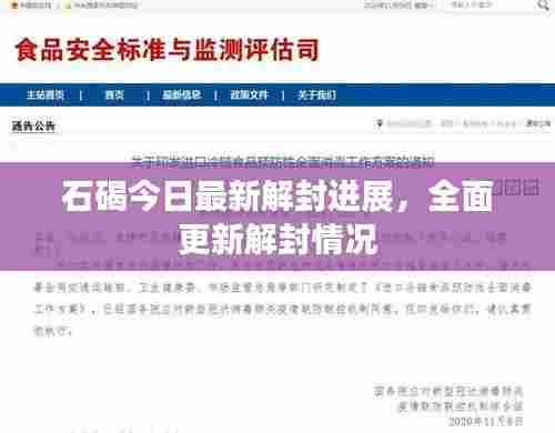 石碣今日最新解封进展，全面更新解封情况