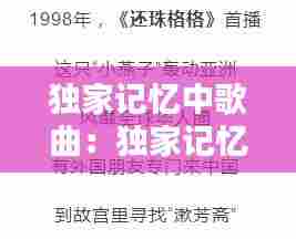独家记忆中歌曲：独家记忆歌曲表达什么意思 