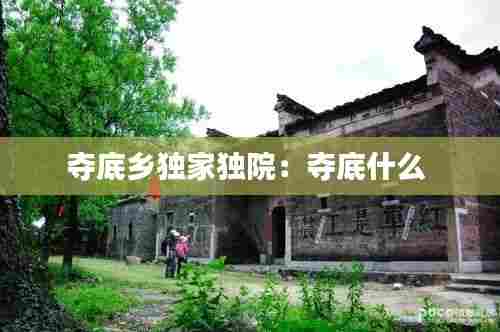 夺底乡独家独院:夺底什么