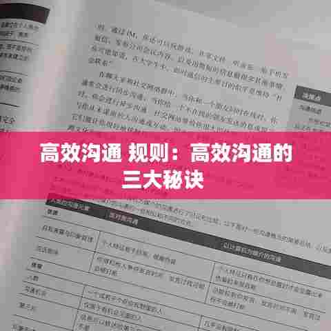 高效沟通 规则：高效沟通的三大秘诀 