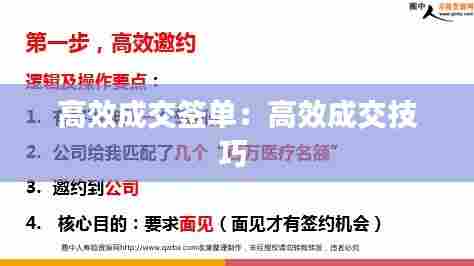 高效成交签单:高效成交技巧