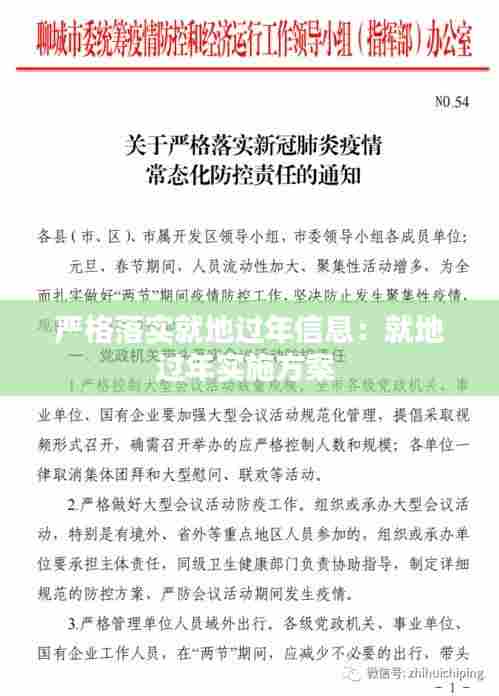 严格落实就地过年信息：就地过年实施方案 