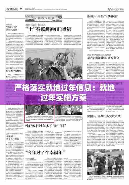 严格落实就地过年信息:就地过年实施方案