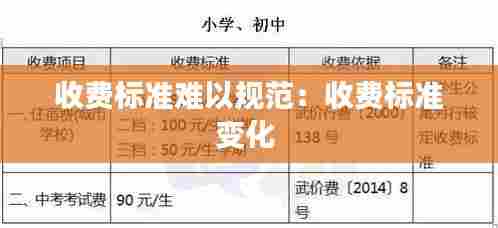 收费标准难以规范:收费标准变化