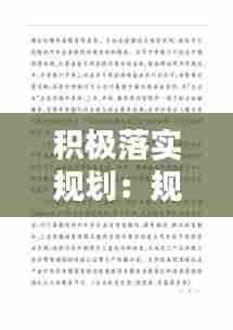 积极落实规划：规划的落实手段 