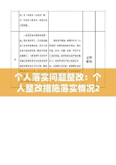 个人落实问题整改：个人整改措施落实情况2021 