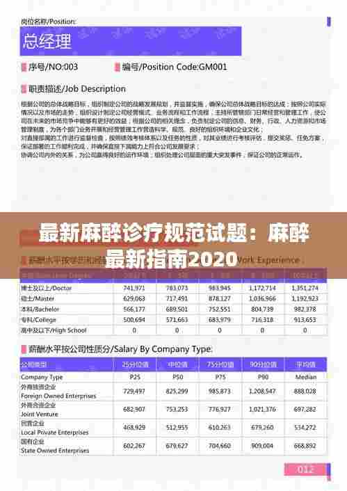最新麻醉诊疗规范试题：麻醉最新指南2020 