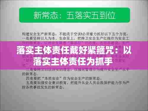落实主体责任戴好紧箍咒：以落实主体责任为抓手 