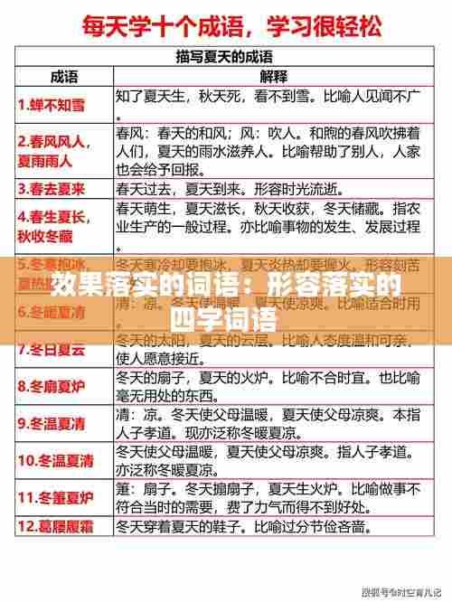 效果落实的词语:形容落实的四字词语