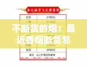 不断货的烟:最近香烟断货怎么回事