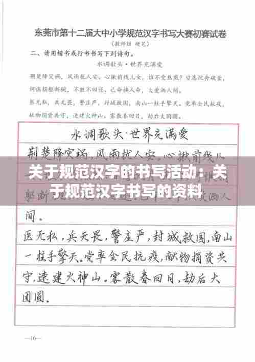 关于规范汉字的书写活动:关于规范汉字书写的资料