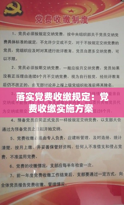 落实党费收缴规定：党费收缴实施方案 