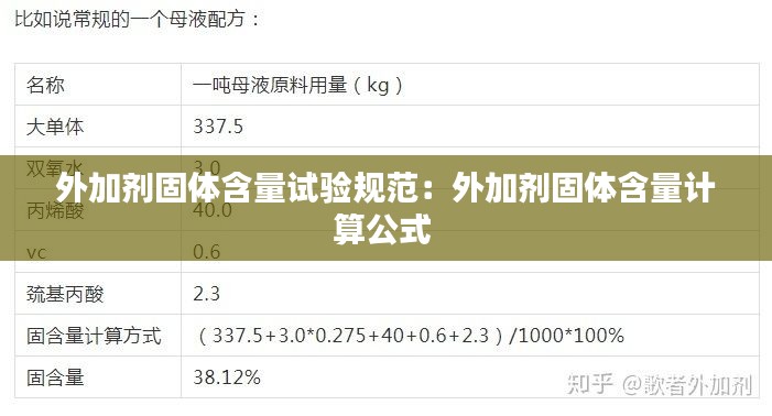 外加剂固体含量试验规范:外加剂固体含量计算公式